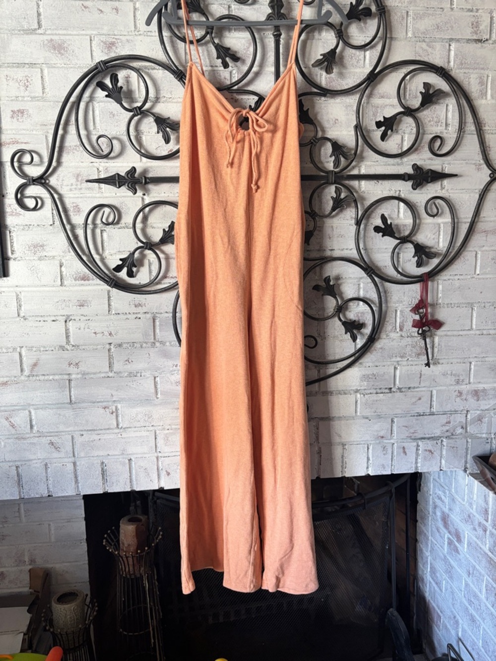 Free People Peach Spaghetti-Strap flare Jumpsuit